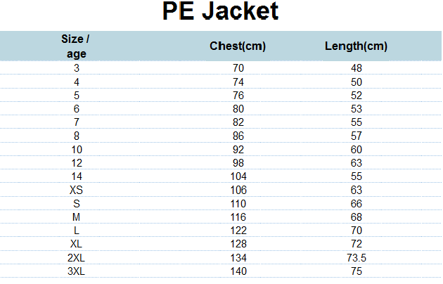 PE Jacket Navy (2-14)and adult sizes (XS-S)