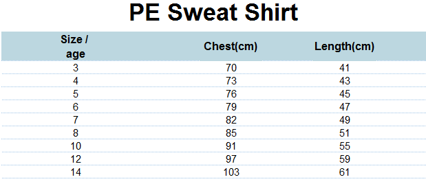 PE Hoodie  (6-14)and adult sizes(XS-S) (Light Blue)