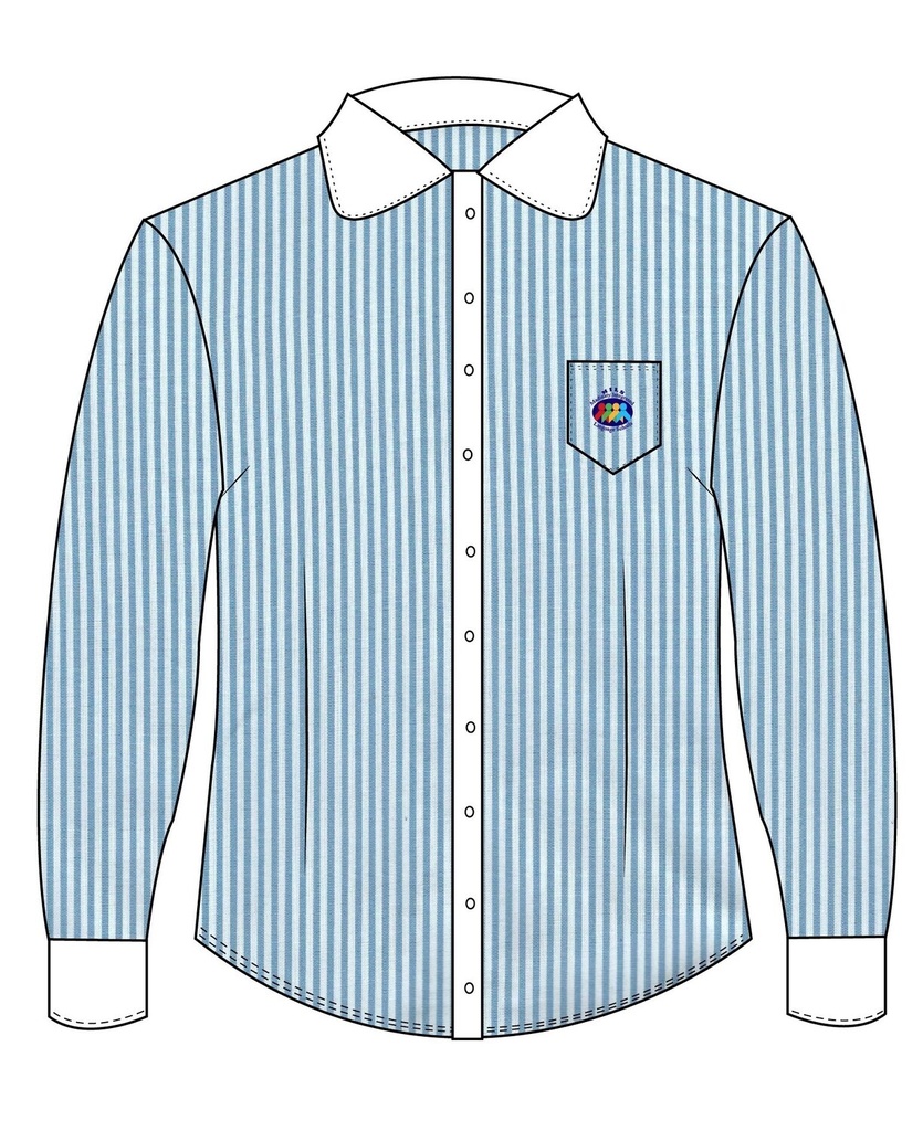 Blouse L.S. Turquoise Stripes (12-14)