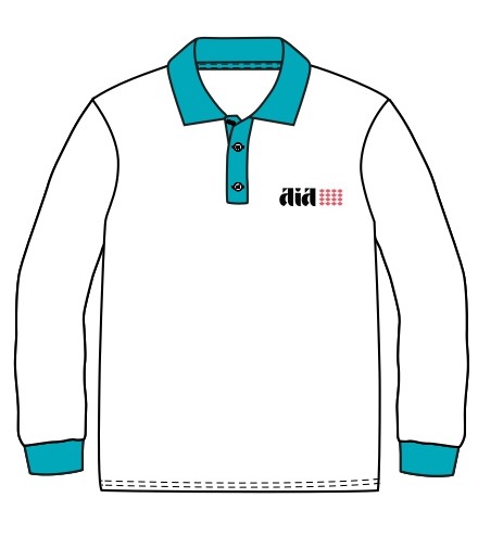 Polo Shirt L.S. White x Green (3-14) 