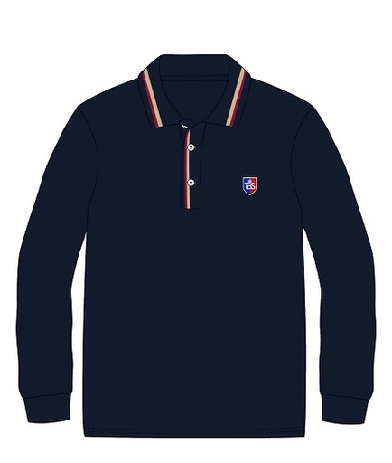 [266] Polo Shirt  L.S. Navy adult sizes (XS-2XL)