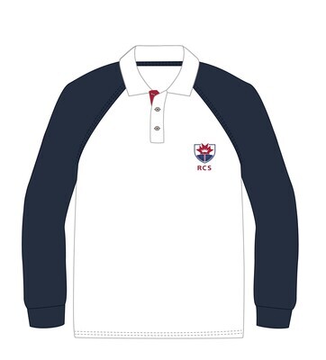 Polo Shirt  L.S. White * Navy (14) and adult sizes (XS-2XL)