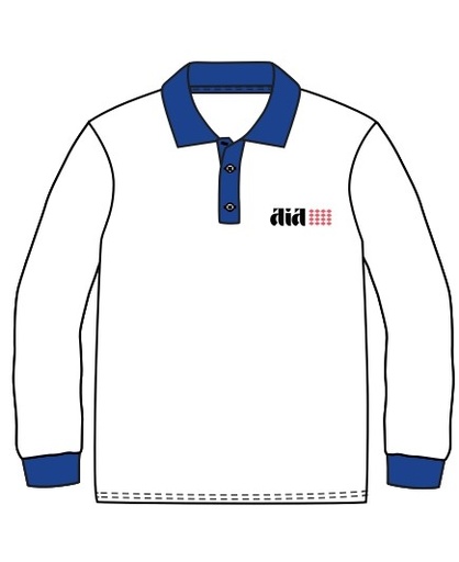 [499] Polo Shirt L.S. White x Blue (3-14)